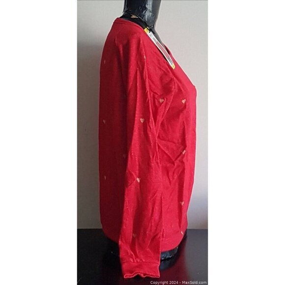 Buffalo Jeans Womens Cozy Red Printed Sweater with Hearts Size S - Picture 7 of 8